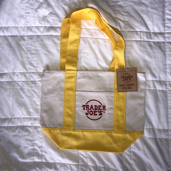Trader Joe’s Mini Canvas Tote Bag Yellow - Picture 1 of 1